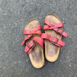 Red Two-strap Birkenstock’s